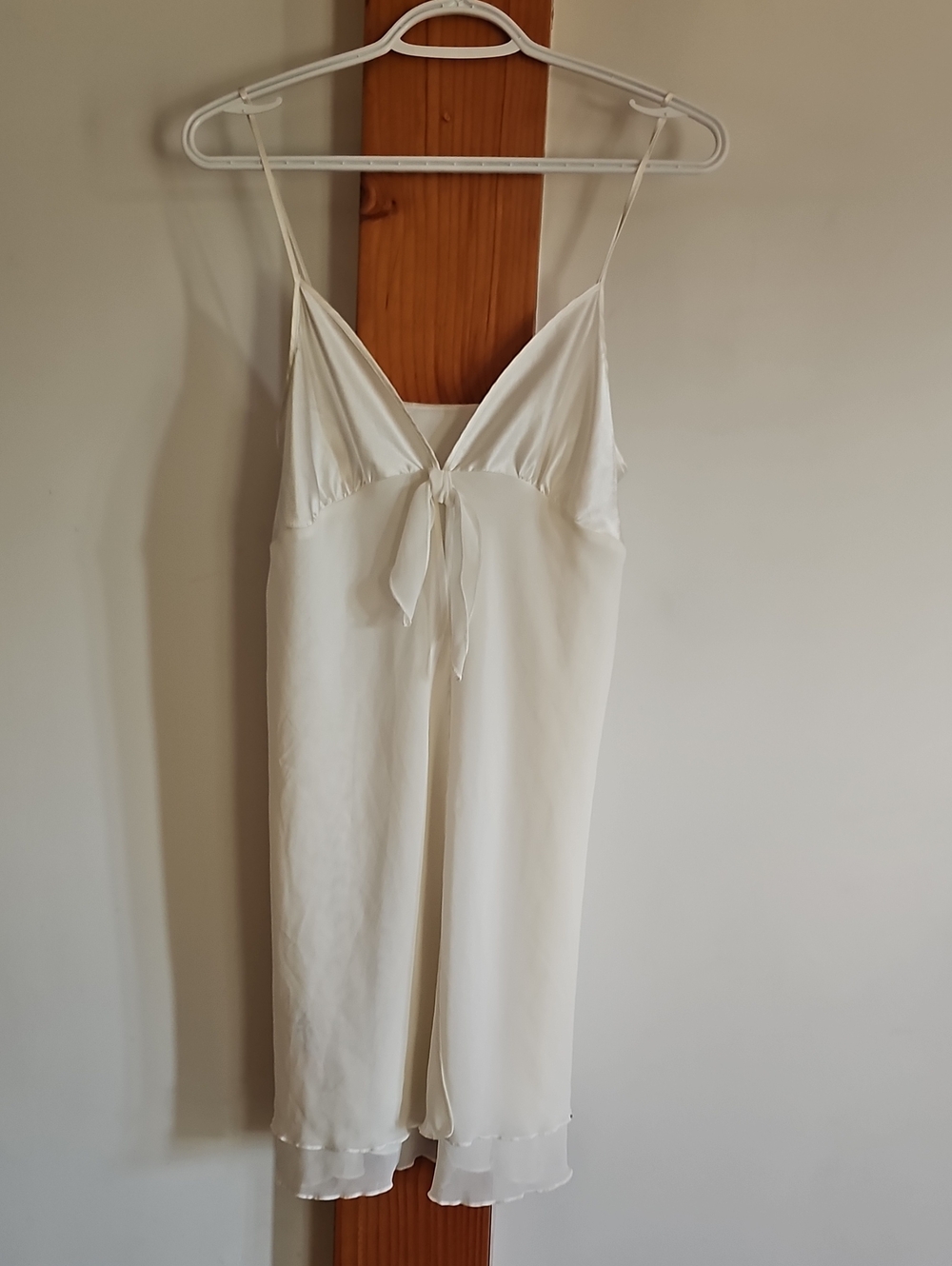 Marks & Spencer Cream Satin-Feel Tie-Front Chemise with Spagetti Straps